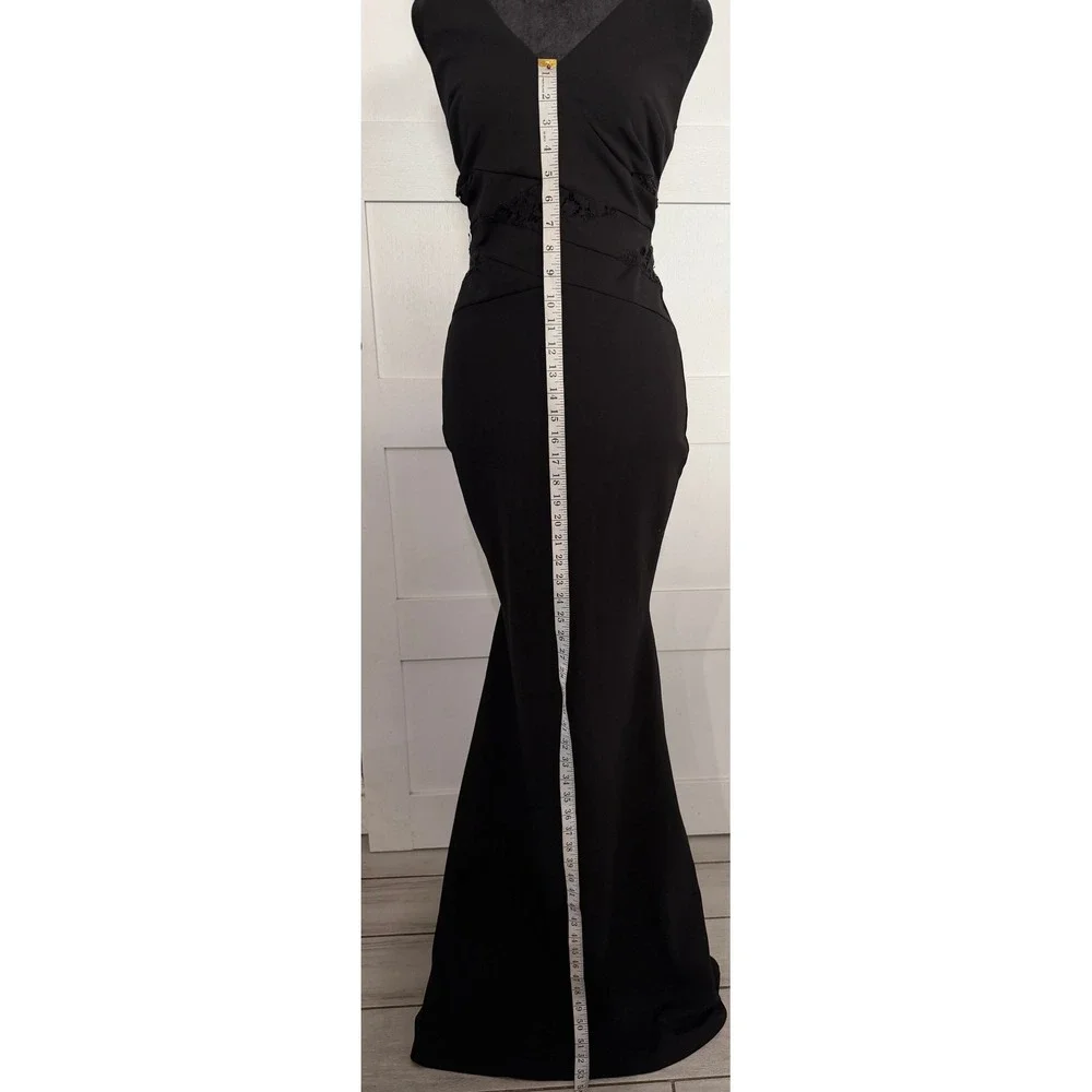 Symphony Womens Black Lace V-Neck Mermaid Evening Gown‎ Formal Dress Small